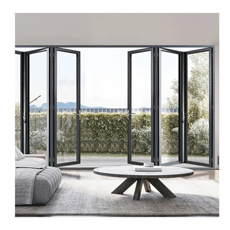 1.4mm Aluminum Wall Thickness Skate Sliding Doors Thermal Break Black Alloy Bi-Fold Panels