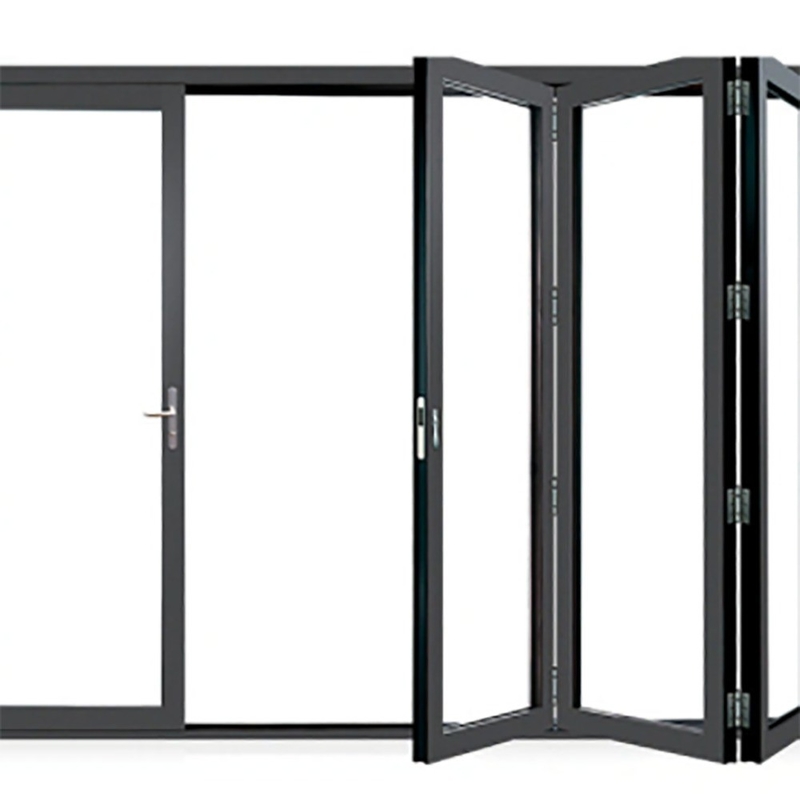 1.4mm Aluminum Wall Thickness Skate Sliding Doors Thermal Break Black Alloy Bi-Fold Panels