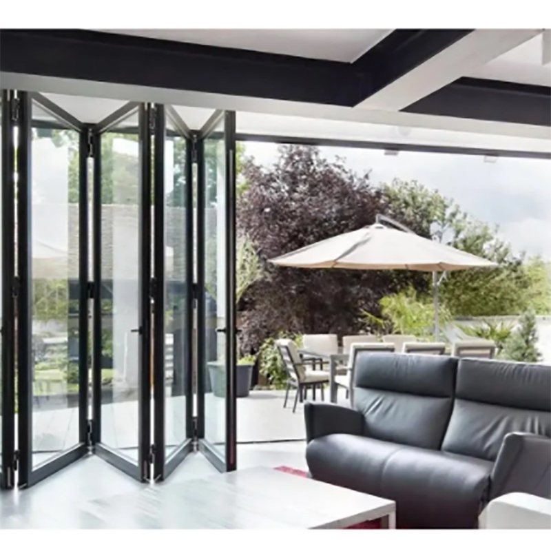 1.4mm Aluminum Wall Thickness Skate Sliding Doors Thermal Break Black Alloy Bi-Fold Panels