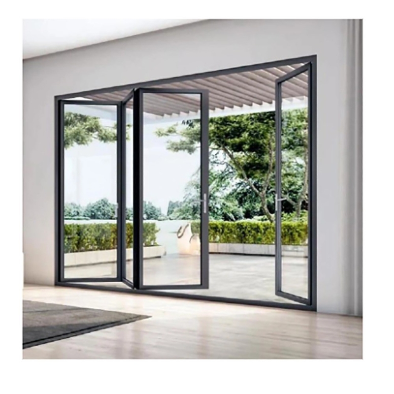 1.4mm Aluminum Wall Thickness Skate Sliding Doors Thermal Break Black Alloy Bi-Fold Panels