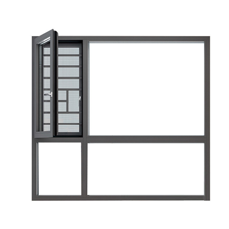 Modern Design Hanging Curtain Type Aluminum Black Casement Windows for European Style