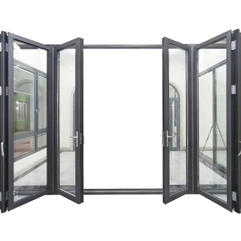 Workshop Heat Insulation K Value ≤2.1 Thermal Break Black Aluminium Alloy Bi-Fold Doors