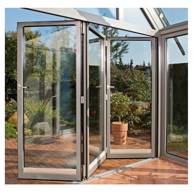 Workshop Heat Insulation K Value ≤2.1 Thermal Break Black Aluminium Alloy Bi-Fold Doors