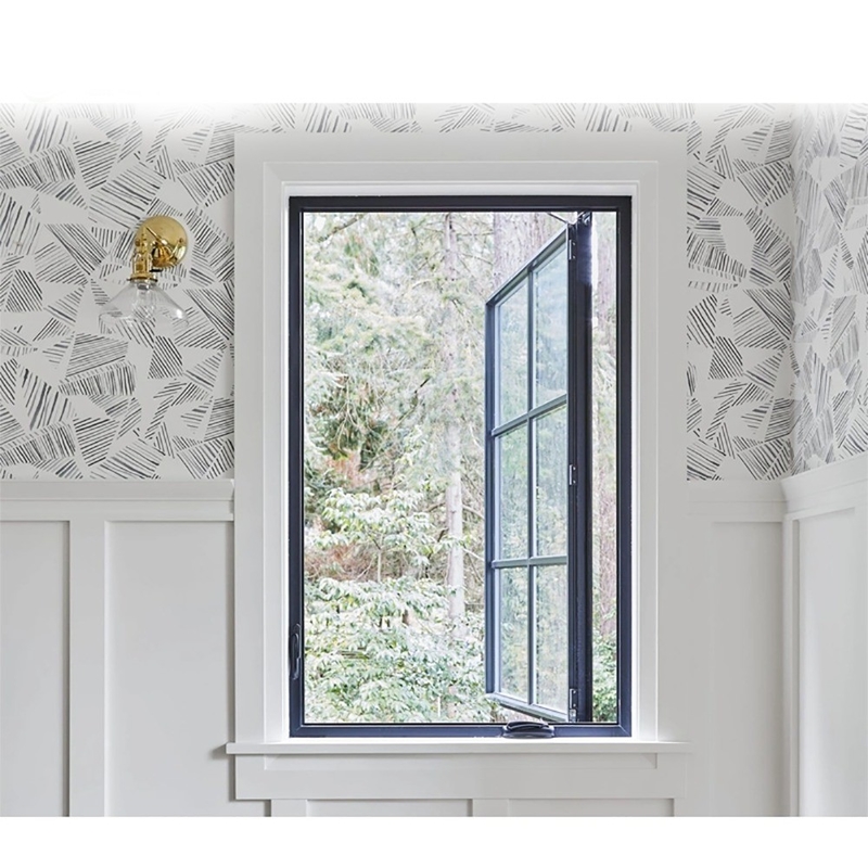 Window With Grill Design And Tempered Glass 8-way Seal Broken Bridge Aluminum Profile