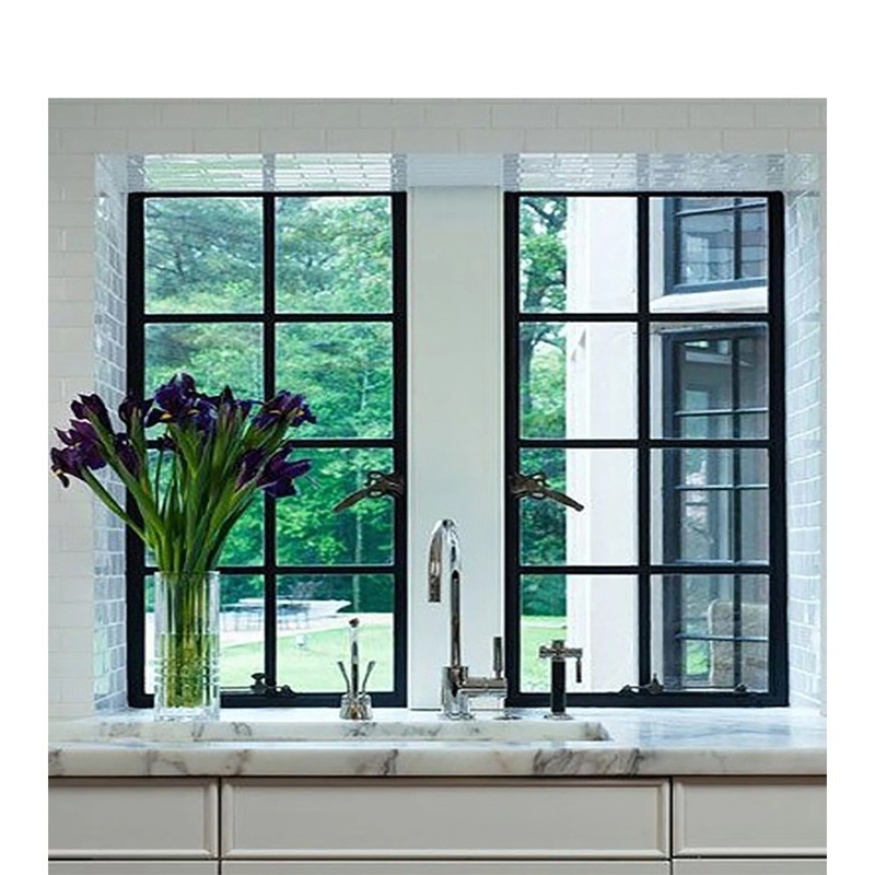 Window With Grill Design And Tempered Glass 8-way Seal Broken Bridge Aluminum Profile