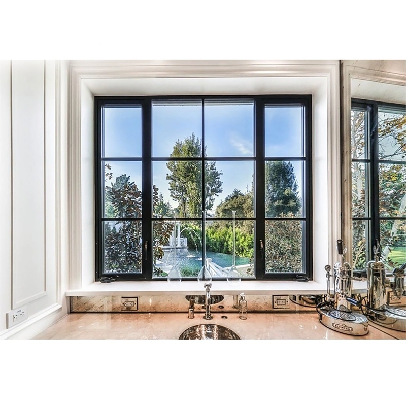 Window With Grill Design And Tempered Glass 8-way Seal Broken Bridge Aluminum Profile
