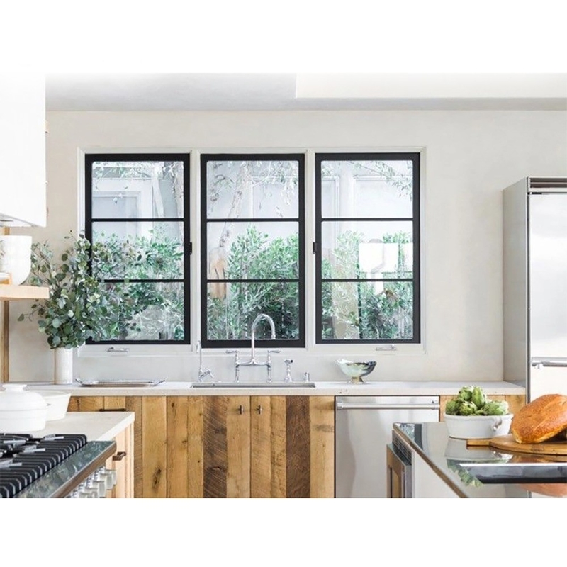Window With Grill Design And Tempered Glass 8-way Seal Broken Bridge Aluminum Profile