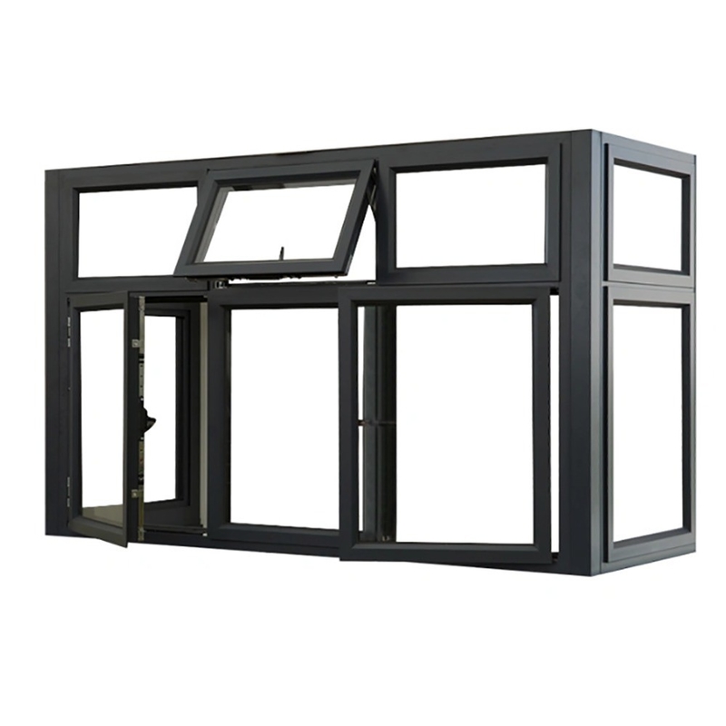 Custom Size Thermal Break Aluminum Casement Glass Windows For Hanging Curtain Solution