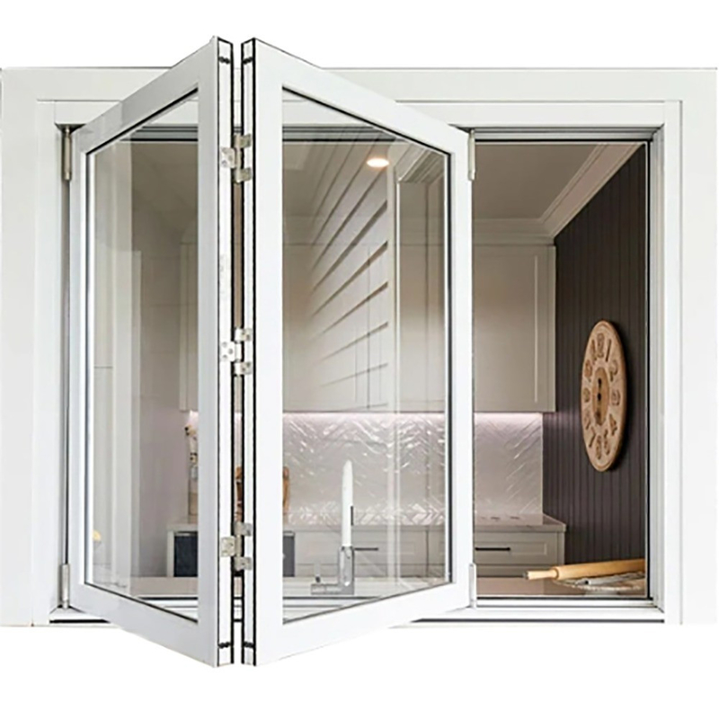 Louver Curtain Double Tempered Aluminum Bi Fold Window For Housing Workshop Bathroom