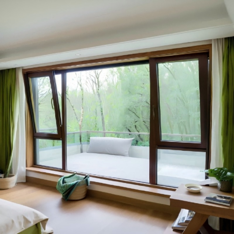 Modern Design Hand Crank Aluminum Casement Window With R-Type Anti-Collision Corner