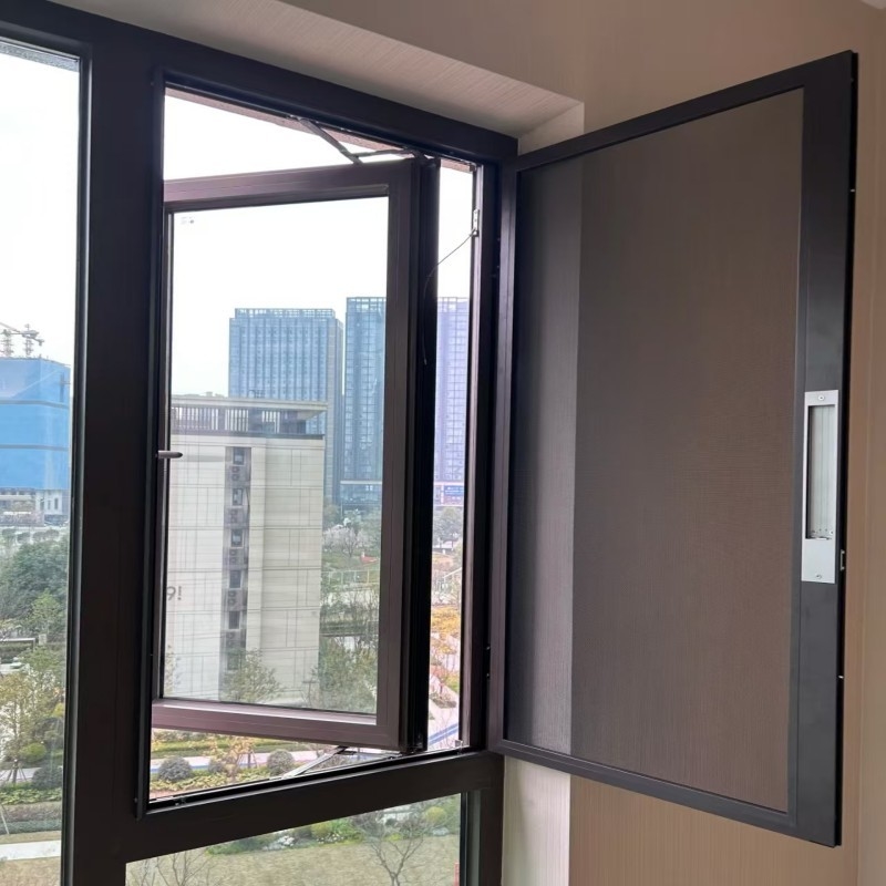 Modern Design Hand Crank Aluminum Casement Window With R-Type Anti-Collision Corner