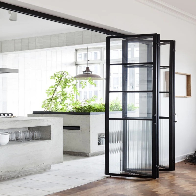High Performance Thermal Break Aluminium  Folding Glass Door with Double Glazed for Exterior Spaces