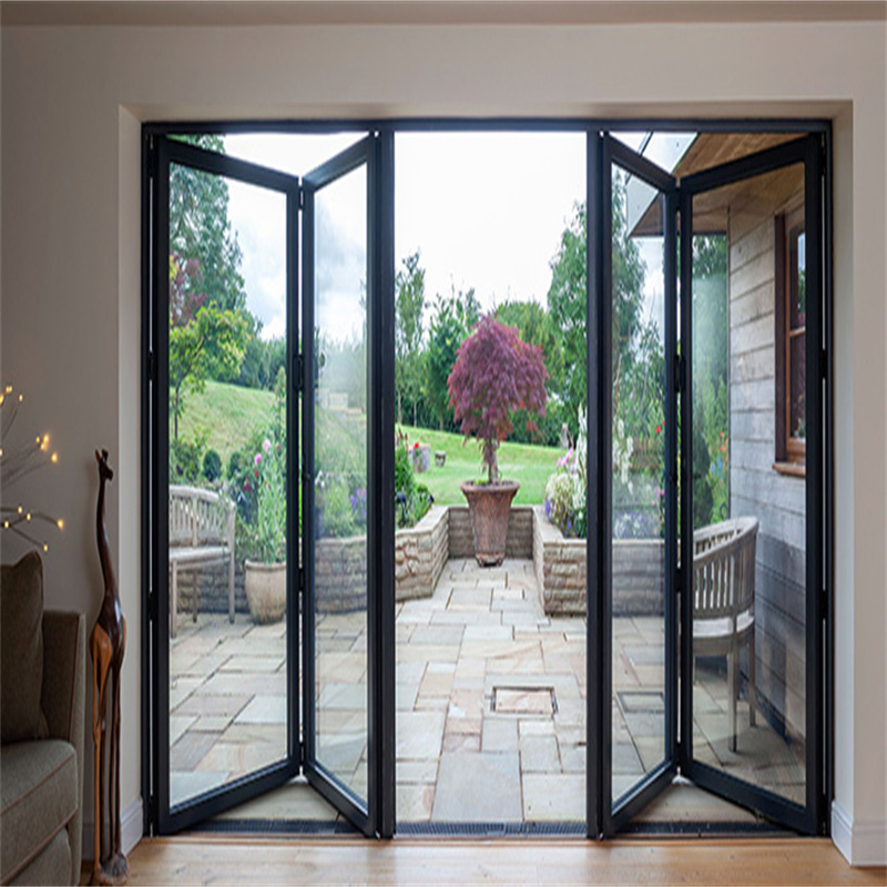 High Performance Thermal Break Aluminium  Folding Glass Door with Double Glazed for Exterior Spaces