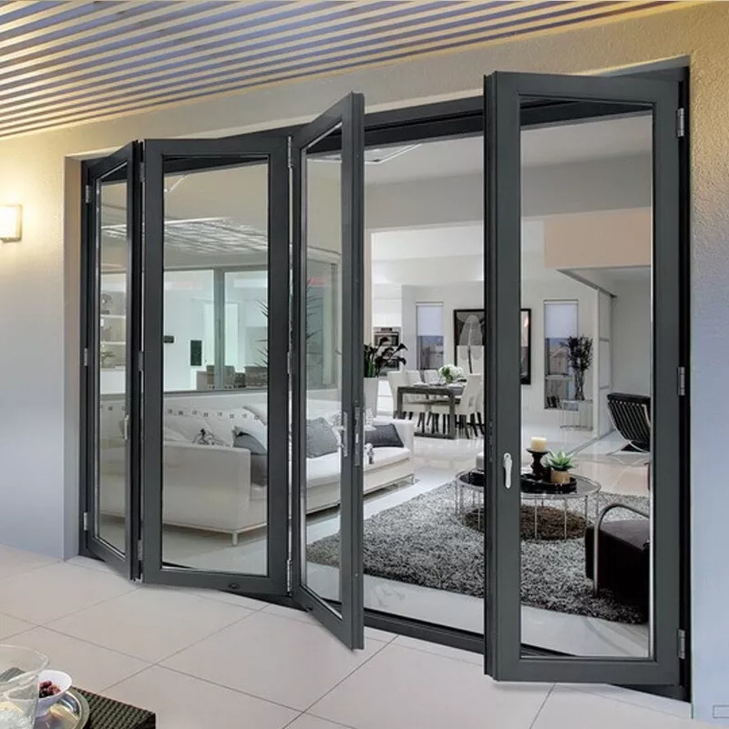 Luxury Thermal Break Aluminum Folding Door with Tempered Glass for Residential&Commercial