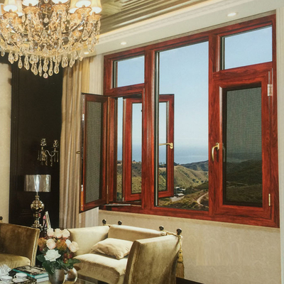 High Energy Efficiency Wood Grain Aluminum Casement Windows for House Transformation