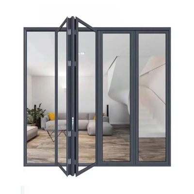 Triplex Glass Sliding Door Aluminum Alloy Tempering Glass Folding Doors