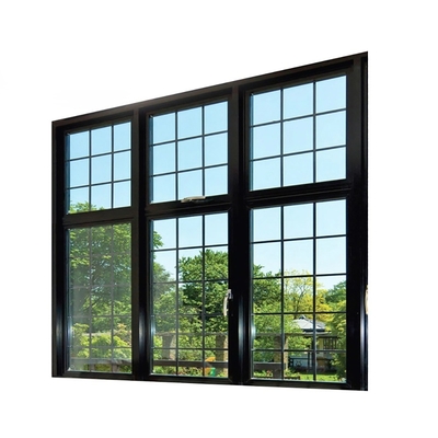 Window With Grill Design And Tempered Glass 8-way Seal Broken Bridge Aluminum Profile