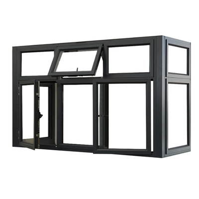Custom Size Thermal Break Aluminum Casement Glass Windows For Hanging Curtain Solution