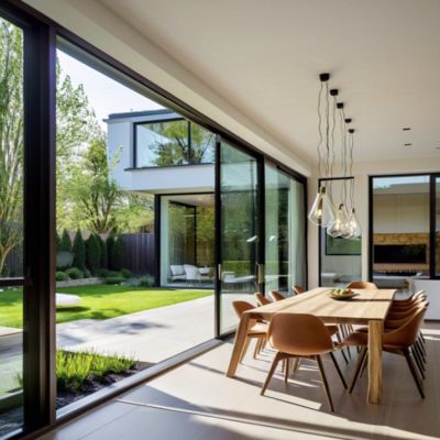 High Light Transmission Aluminium Aluminum Double Glazed Sliding Door with Multiple Tracks for Patio